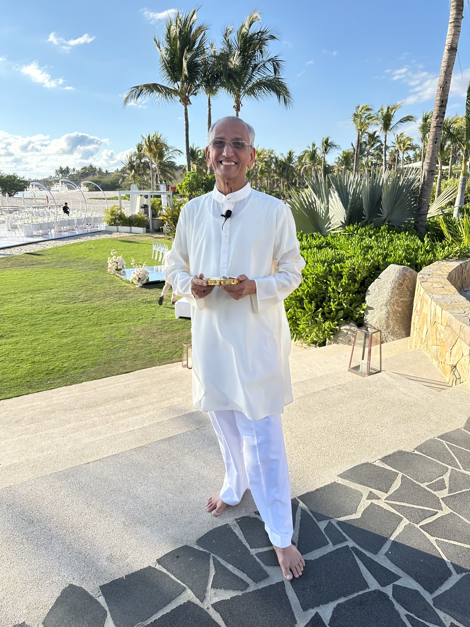 Ashok Sanghavi officiating a destination Jain wedding